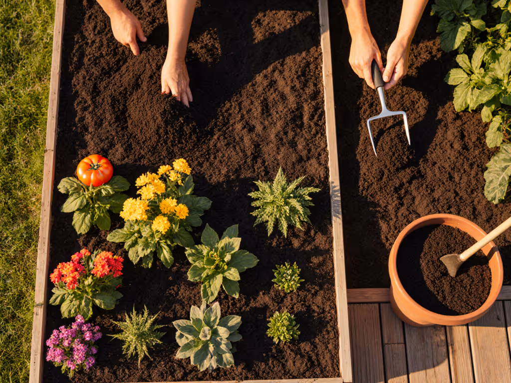 Compost application techniques for different garden types